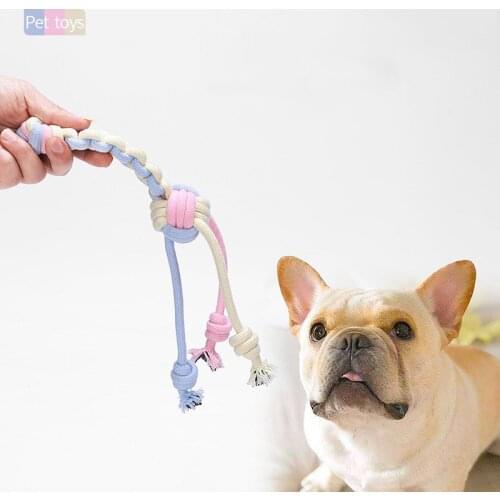 Pet Dog Toy Durable Double Knot Cotton Rope Braided Bone Shape Puppy Chew Molar Toy Teeth Cleaning Supplies