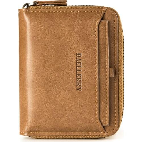 Hot Selling Men Short Wallet Retro Horizontal Zipper Wallet Card Holder Young Man Business Wallet Coin Purse