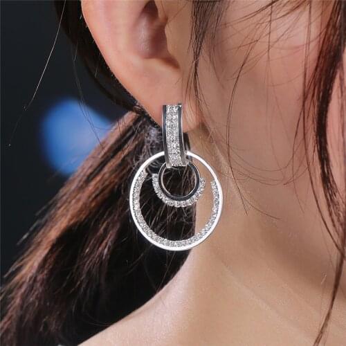 Fashion Geometry Circle Earrings Zircon Exquisite Charm Gifts Simple Temperament Womens Party All-Match Jewelry Wholesale