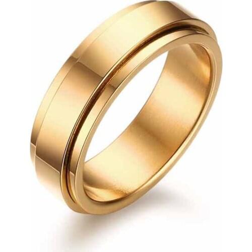 EAMIOR Fashion Spinner Rotatable Unisex Wedding Ring Stainless Steel Gold Silver Bridal Sets Characteristic Anniversary Souvenir