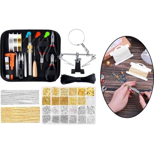 Jewelry Making Repair Kit with Pliers Soft Tape Measure Jump Ring with Necklaces Wire Earrings Findings Tools Accessories