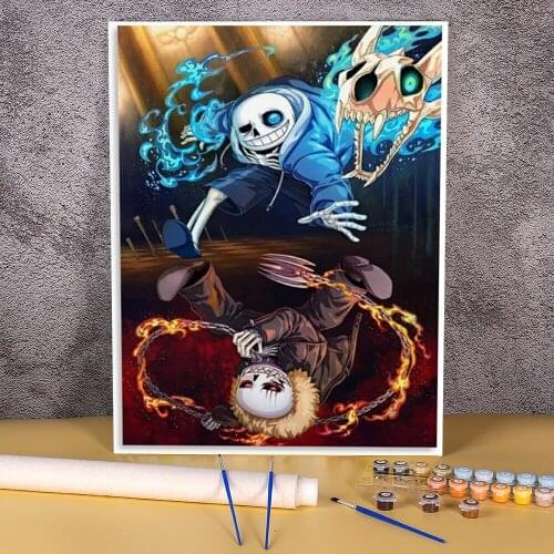 Undertale DIY Painting By Numbers Complete Kit Acrylic Paints 40*50 Painting On Canvas Decoration Crafts Handicraft