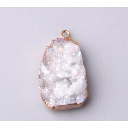 Natural gems white quartz necklace pendant women stone pendulum agates druzy pendants female wedding jewelry making Accessories