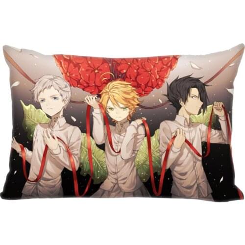 Custom The Promised Neverland Pillowcase Rectangle Zipper Polyester Cotton Pillow Cover Size 35X45cm (One Sides)
