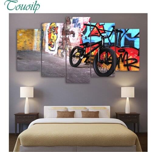 2018 new 5pcs 5D Diy Diamond Cross Diamond Rhinestone Diamond Mosaic Graffiti wall Cool bike Round&Square Home Decor