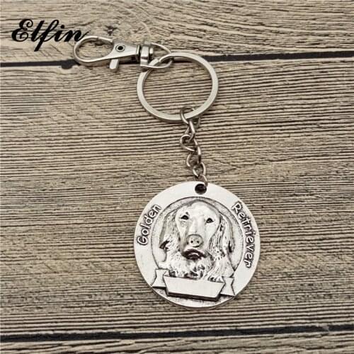 New Vintage Golden Retriever Keychains Antique Silver Plated Golden Retriever Key Chains Keyrings Pet Dog Jewellery