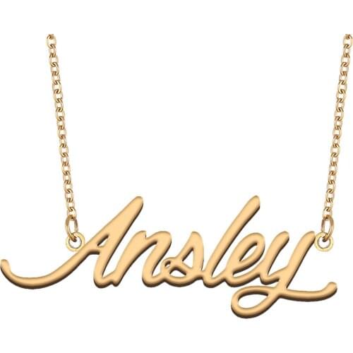 Ansley Name Necklace for Women Stainless Steel Jewelry 18k Gold Plated Nameplate Pendant Femme Mother Girlfriend Gift