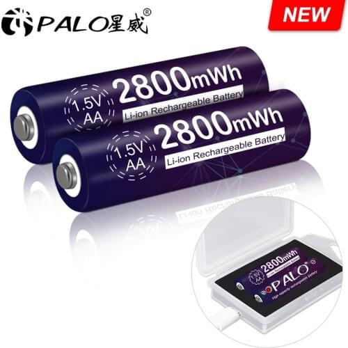 PALO 100% Original 1.5v lithium aa battery 2800mWh aa li ion rechargeable battery for controller toys