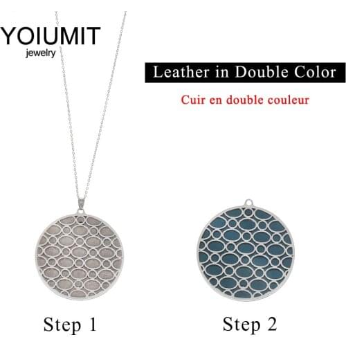 Cremo Couples Jewelry Necklaces Stainless Steel Interchangeable Leather Pendants Necklace Charm Round Collie