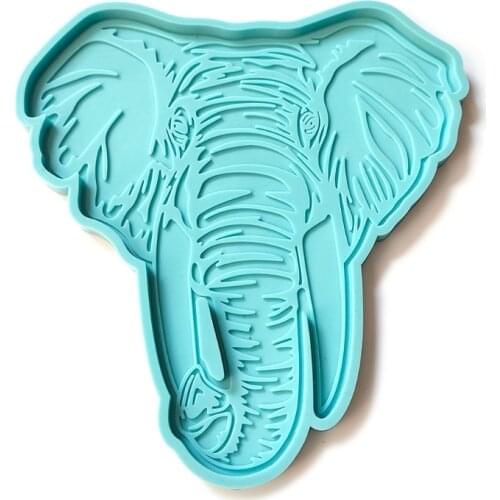Elephant Head Tray Epoxy Resin Mold Coaster Silicone Mould DIY Crafts Clay Soap Candle Home Decorations Ornaments Casting Tools