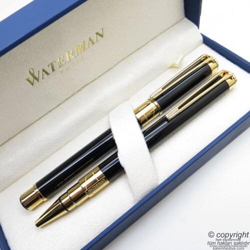 Waterman Perspective GT Black Fountain Pen + Ballpoint Pen Set | İsme Special Pen | Gift Pen