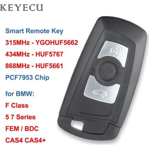 Keyecu FEM BDC CAS4 CAS4+ Smart Remote Key PCF7953 for BMW F20 F35 5 7 Series,315MHz YGOHUF5662, 434MHz HUF5767, 868MHz HUF5661