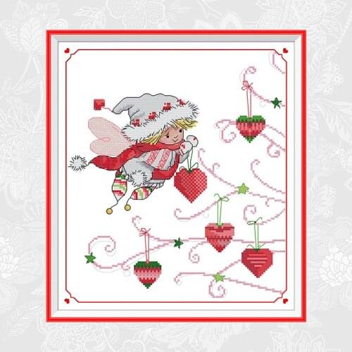 The Christmas Gifts of Elf Cross Stitch Patterns Printed on Canvas DMC Cotton Thread Embroidery Set DIY Handmade Home Crafts