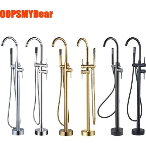 Rose Gold Bathtub Faucet Bathroom Floor Standing Bath Tap Hot Cold Mixer Shower Bath Tub Wall Spout White Grifo Floor Mounted