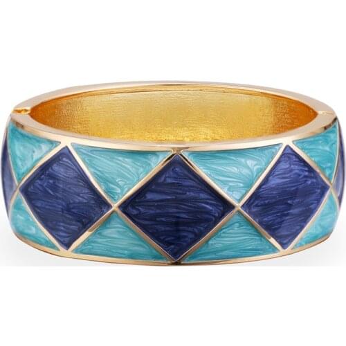 Wide Oil Drop Square Pattern Arm Bracelet Cuff Bangles For Women Jewelry Bracelets Pulseira