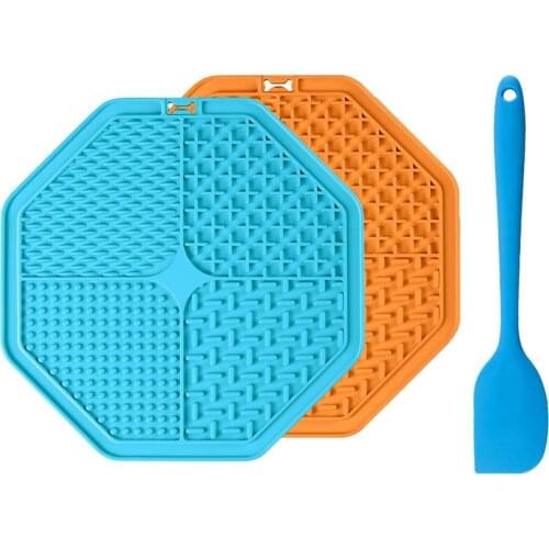 2pcs Dog Lick Silicone Pad With Scraper Strong Suction Cup Pet Lick Mat Slow Feeder For Cats Dogs Distract Attention During Bath