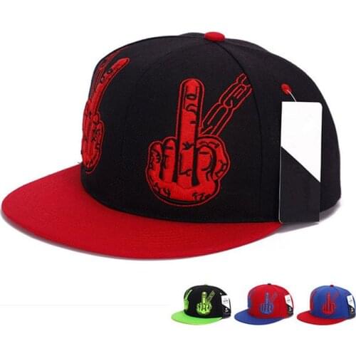 New Tide Hip-hop 3D embroidery middle finger gesture snapback hat personality men and women hat Korean version spring shade cap