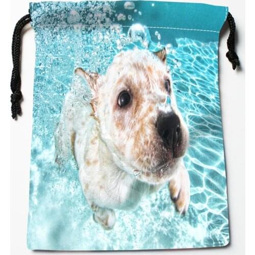 Custom Underwater Cute animals Funny dog Drawstring Bag Organizer Storage Bags Printed Receive Bag Compression Type Bags 18X22cm
