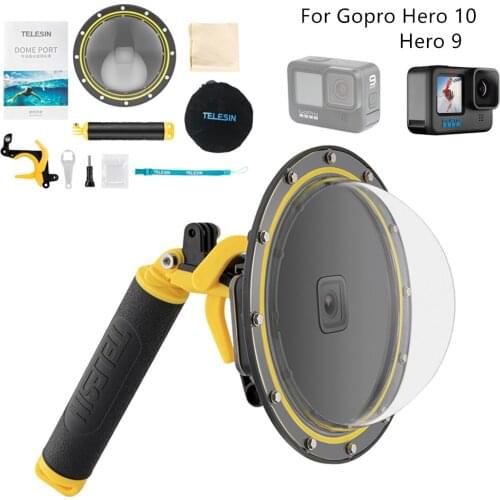 2021 New Accessories 6'' Dome Port 30M Waterproof Housing Case With Floating Handle Trigger For GoPro Hero 9 Black Camera Mount