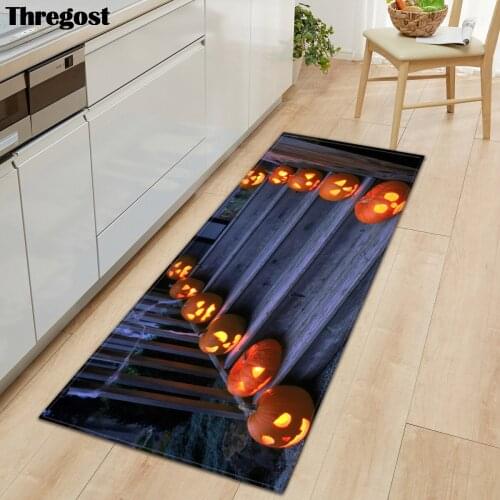 Thregost Kitchen Mats Absorbent Doormat Machine Washable Mat Cartoon Print Halloween Rug Microfiber Door Carpet Rugs for Bedroom