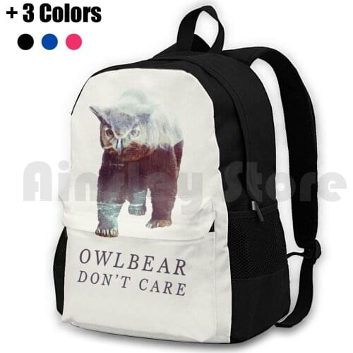 Owlbear Don'T Care Outdoor Hiking Backpack Waterproof Camping Travel Funny Quote Phrase Typography Words Humor Humorous Bear
