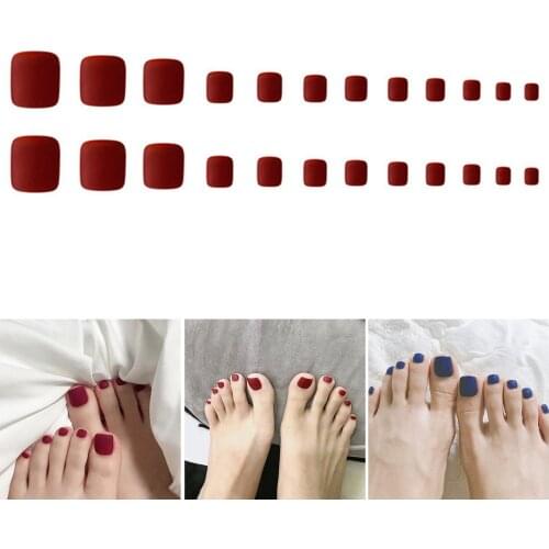 High Qu 24pcs Gradients Wear Long Paragraph Fashion Manicure Patch False Toenail Save Time Wearable Jelly Toenail Patch