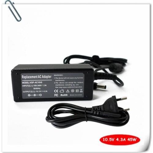 10.5V 4.3A 45W AC Adapter Charger for Sony VAIO Duo 13 Series SVD132A14L SVD132A14U SVD132A1WL SVD132290X Power Supply Cord