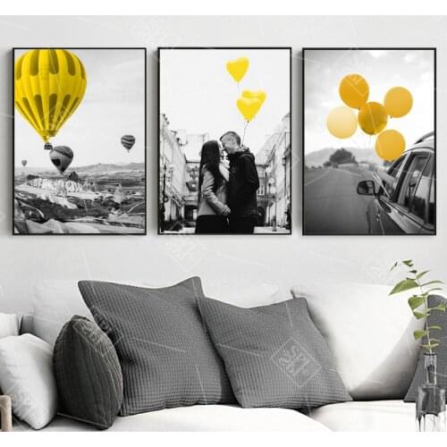 Yellow Balloon Poster Nordic Decoration Home Art Canvas Painting Lover Couple Quotes Art Wall Pictures for Living Room No Framed