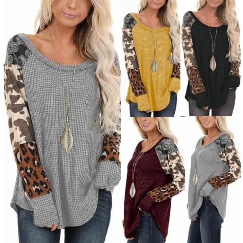 V-Neck Long Sleeve Printing Stitching Loose Casual T-Shirt Womens Spring Autumn Tops Plus Size 3XL Ladies Mid-Length Pullover