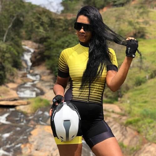 Womens Triathlon Clothing Cycling Jumpsuit Monkey Short Sleeve Summer Bicyle Jersey Sets Bike Skinsuit Pro Team Uniform Mtb Suit