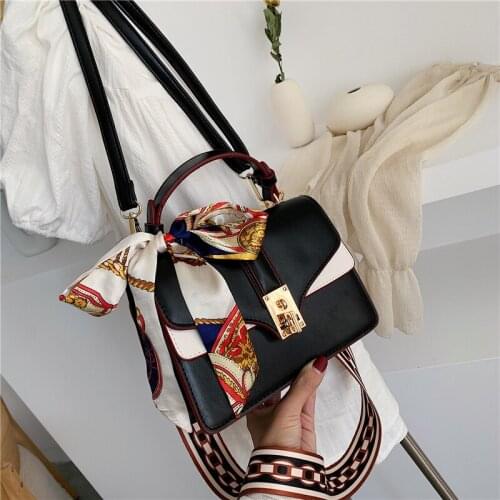 High quality PU ladies shoulder bag womens Messenger bag shoulder strap design 2019 new girl handbag free scarf discount