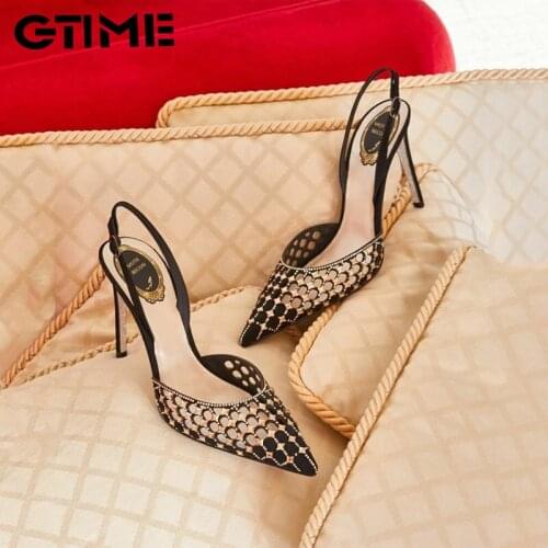 Women Pumps Pointy Toe Rhinestone Crystal High Heels Shoes Slip on Women Wedding Pumps Sandal Ladies Sexy Party Wedding Shoes