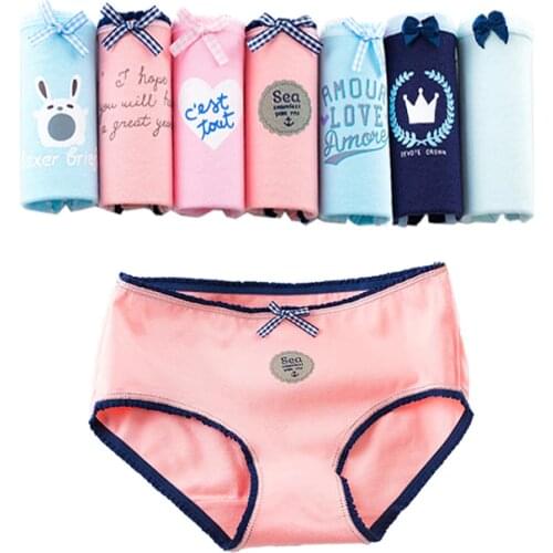 7pcs/lot Panties Women Underwear Cotton Briefs Sexy Panties Lingeries Print English Ladies Underpants Panties New Panty Everyday