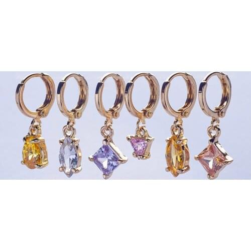 New Fashion Zircon Stone CZ Hoop Earring Women Charm Boho Wedding Jewelry Multi-color statement Hoop Earring Set For Girls