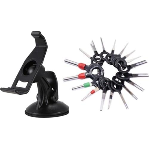 1 Pcs Navigation Mounting Bracket Plastic GPS Stent Suction Cup & 1 Set Car Electrical Wiring Crimp Connector Pin Kit