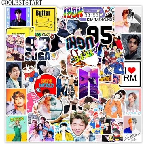 10/50Pcs/pack Anime Bangtan Boys Stickers Kpop VSCO Girl For Phone Suitcase Skateboard Motorcycle Bicycle Water Cup Laptop Toys