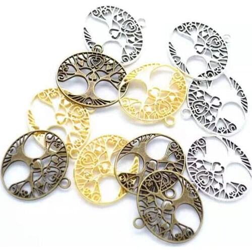 12pcs 3 Colors Plated Tree Charms Pendants For Jewelry Making Bracelet DIY Craft Charm Handmade