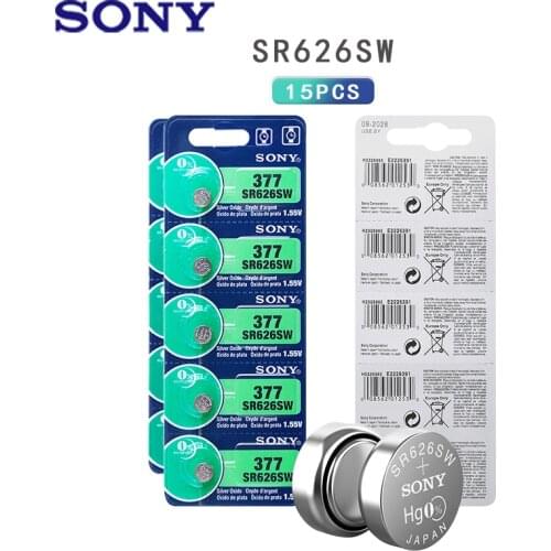 15pcs 100% Original 1.55V 377 377A SR626SW SR626 AG4 LR626 SR66 AG 4 Button Coin Cell For Watch Toys Remote Cell Coin Battery