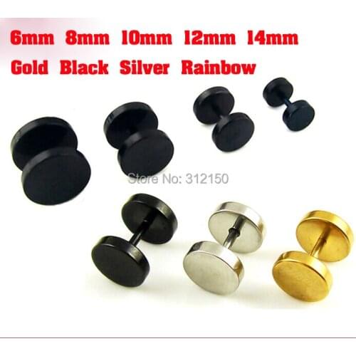 2piece Gold 6-14mm Free Shipping Stainless Steel Fake Ear Plug Screws tragus ring Ear expanders Earring Ear Nail Fake Ear Taper