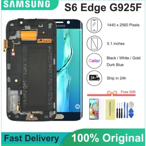 5.1'' ORIGINAL Display for SAMSUNG Galaxy S6 edge LCD + Frame G925 G925I G925F Touch Screen Digitizer Assesmbly Replacement