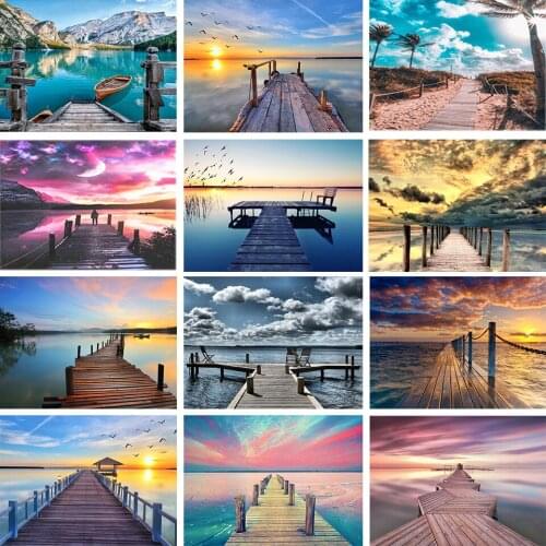 5D DIY Diamond Painting Landscape Sea View Rhinestone Picture Full Square/Round Mosaic Diamond Embroidery Art Home Decoration