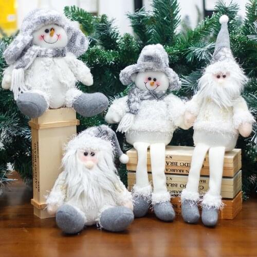 White Snowman Doll Santa Plush Dolls Stuffed Toy Christmas Decoration Festival Gift for Kids New Year Navidad Home Ornaments