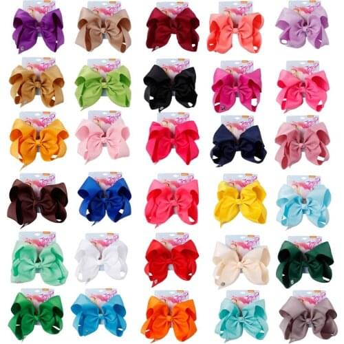 CN 10pcs/lot 7" Jojo Bows Girls Large Heart Hair Bows For Girls With Clips Bowknot Valentine Gift Hair Accessories Jojo Siwa