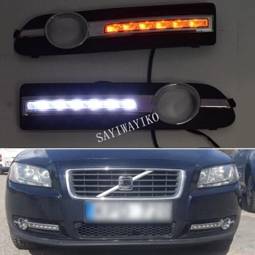 For Volvo S80 2009 2010 2011 2012 2013 Turn Yellow Signal Relay Waterproof ABS Car LED DRL Lamp 12V LED Daytime Running Light