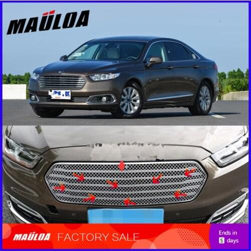 Hot sale 304 Stainless fit well modification car front grille racing grills grill cover trim for Taurus 2015 2016 2017
