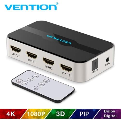 Vention HDMI Splitter 3 x 1 4K 3 Port HDMI Switcher 3 in 1 Out Switch HDMI with Toslink Audio 3D 2160P For Xbox 360 PS4 Smart TV