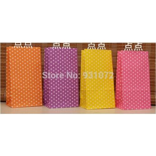 Round dot printing paper bags Gift Bags,Polka dot kraft paper bags Party, Lolly,Favour, Wedding, Packaging 100pcs/lot 18*9*6cm