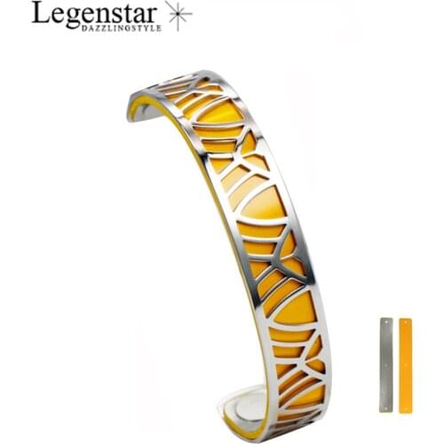 Legenstar Cuff 14mm Bracelet Stainless Steel Reversible Leather Charm Bangle for Women Manchette Valentines Day Gift 2019