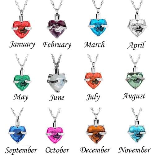 Locket Screw Heart Cremation Memorial Ashes Urn Birthstone Necklace Jewelry Keepsake Pendant Necklace Pendant Keepsake Jewelry