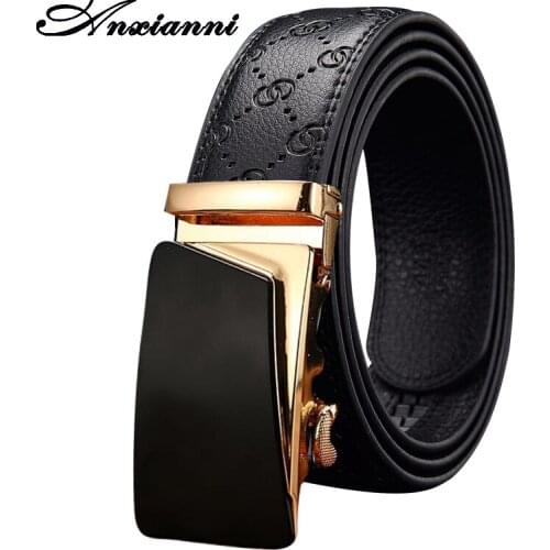 Anxianni Brand Belt Men Top Quality Genuine Luxury Leather Belts for Men Strap Male Metal Automatic Buckle Strap Male